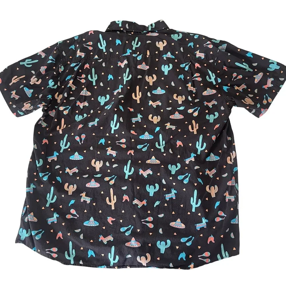 Tipsy Elves‎ Mens Midnight Fiesta Hawaiian Shirt Festive XXL
